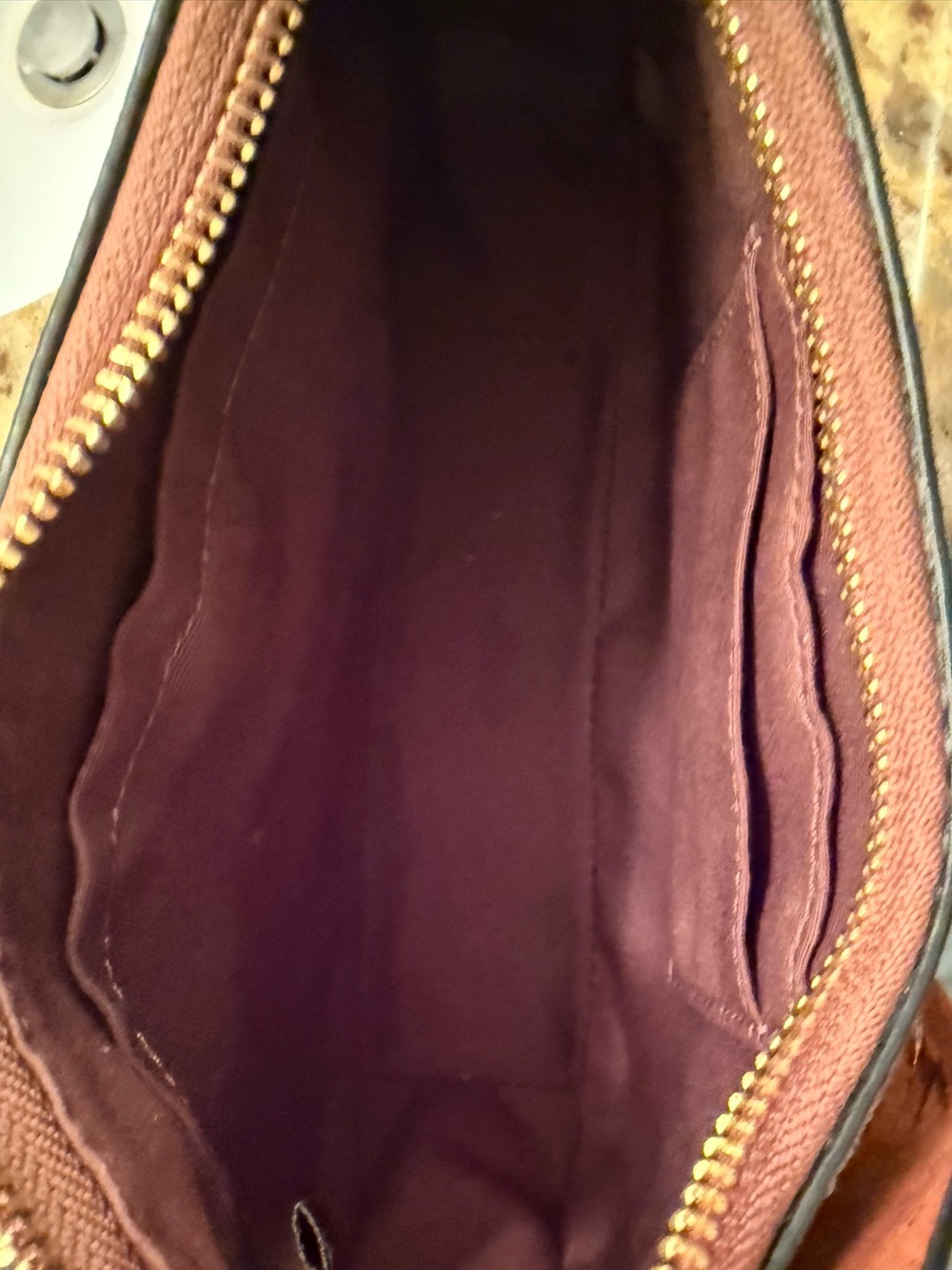 Coach Terri Mini Brown Suede Crossbody with Gold Hardware - Picture 5 of 7